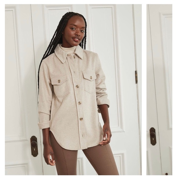 Aritzia Ganna Dupe Cream Shacket Wool Blend - Picture 3 of 4